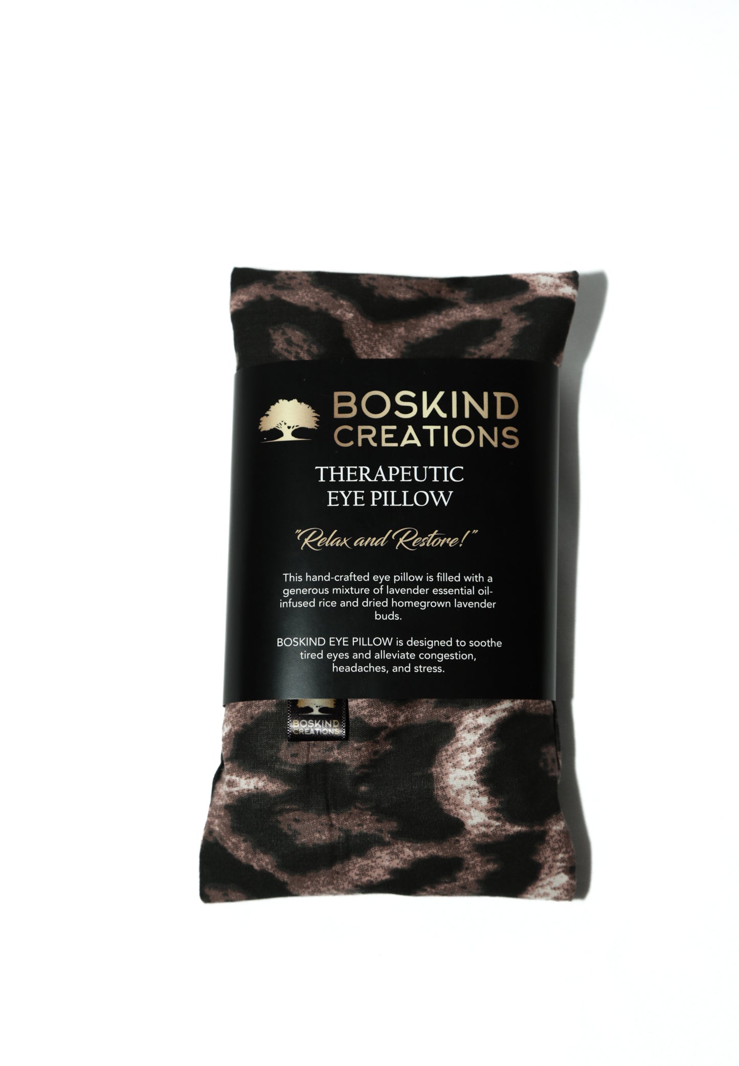 BOSKIND THERAPEUTIC EYE PILLOW - BROWN LEAPARD