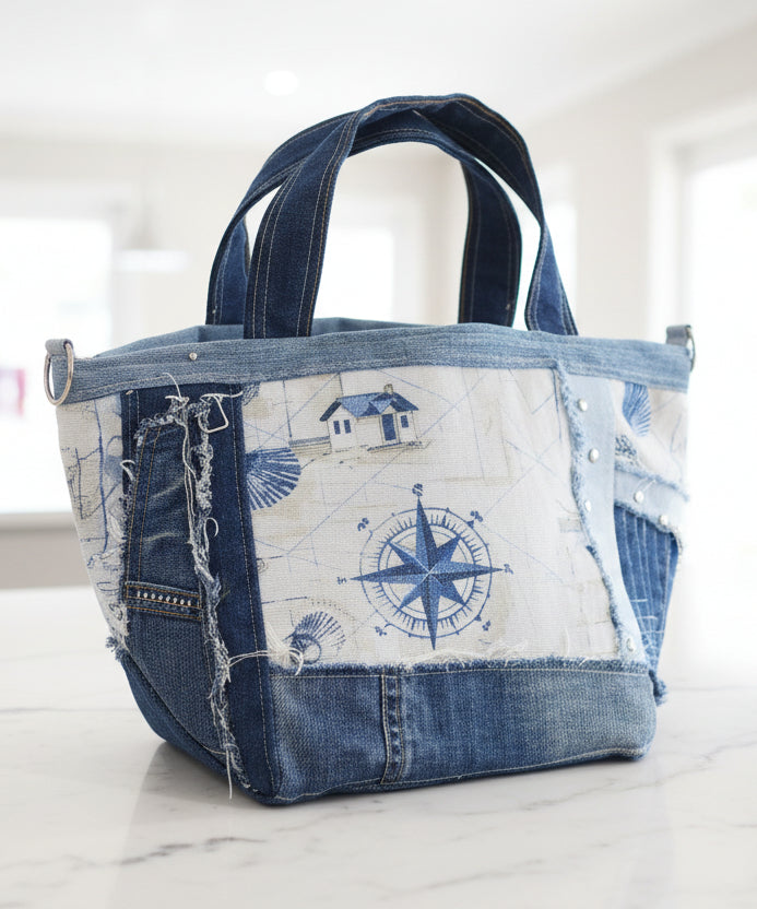 Bespoke Handbag and Beauty Bag - Mariner's Compass