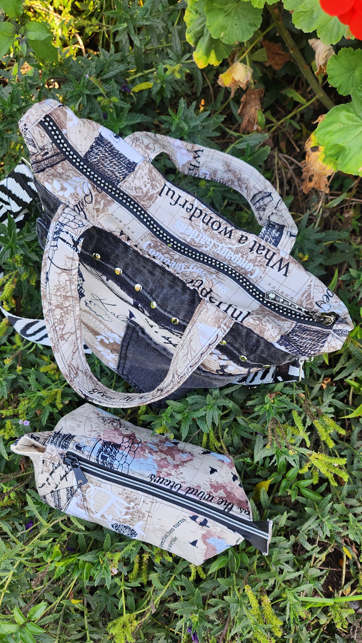 Bespoke Handbag and Beauty Bag -  Love the Journey.