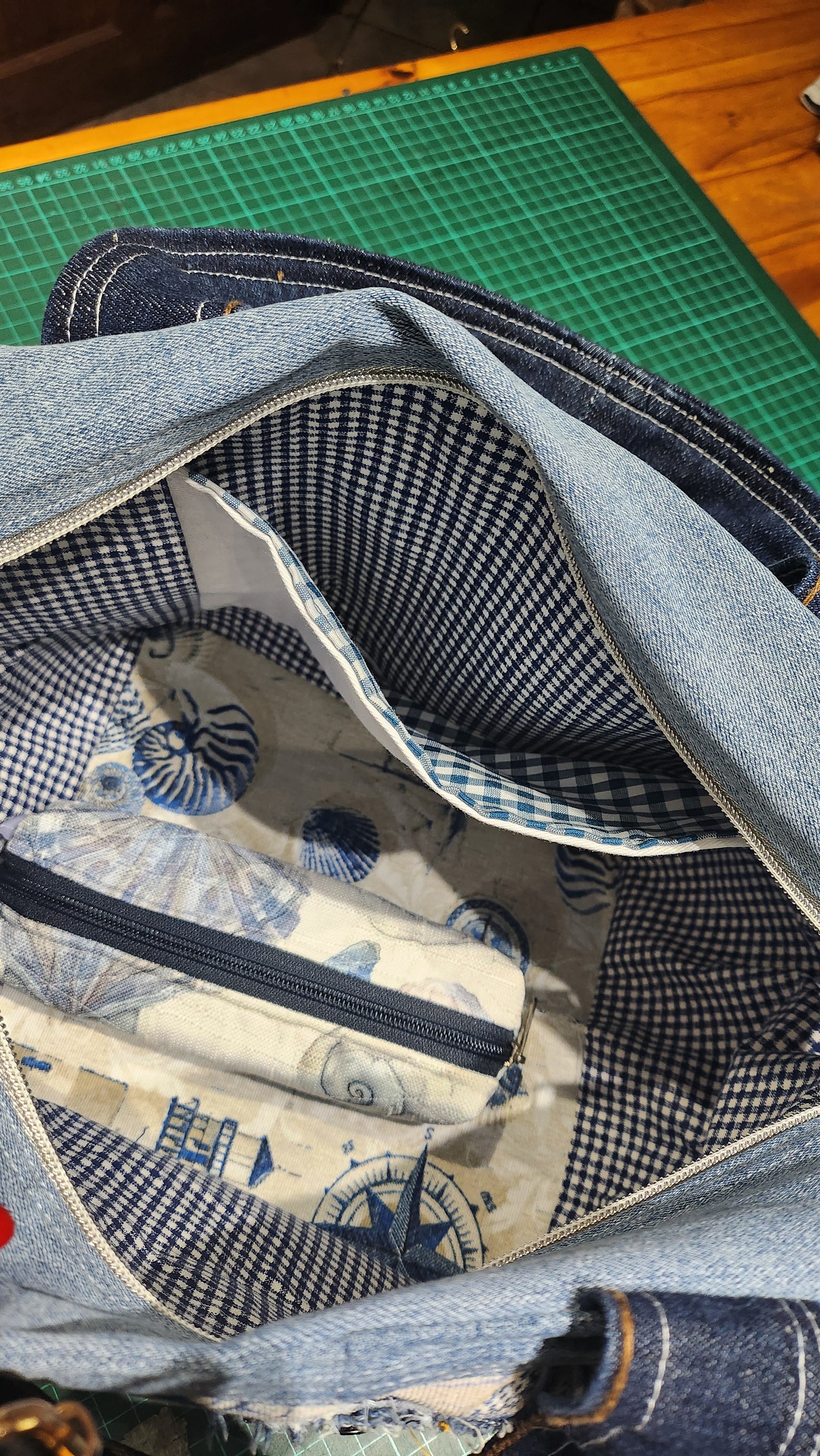 Bespoke Handbag and Beauty Bag -  Mariner's Compass