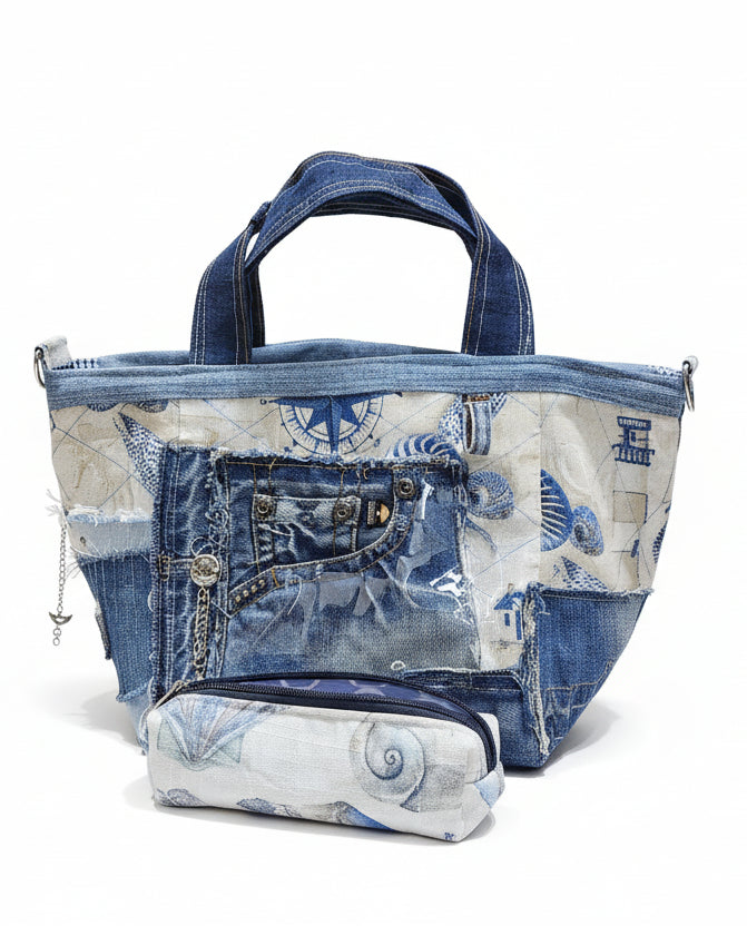 Bespoke Handbag and Beauty Bag -  Mariner's Compass