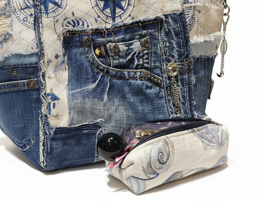 Bespoke Handbag and Beauty Bag -  Mariner's Compass