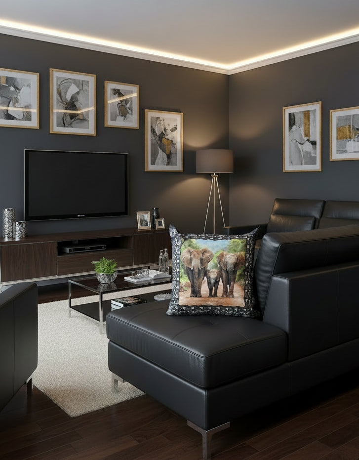 BOSKIND Luxurious African Safari Cushion - Elephant Family