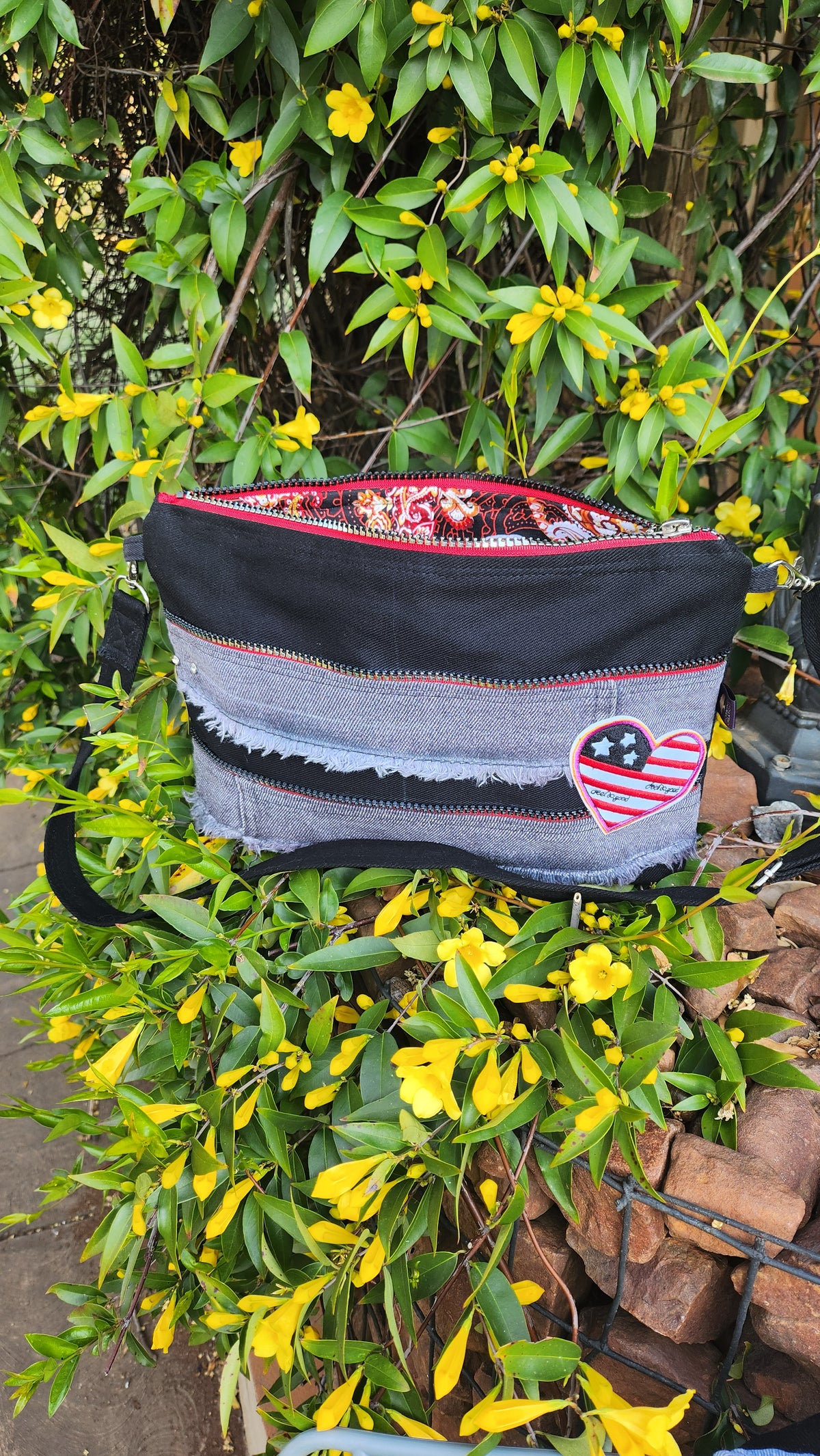 Bespoke Handbag - BOSKIND red and black retro clutch