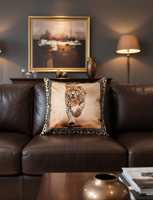 BOSKIND Luxurious African Safari Cushion - Cheetah Hunt