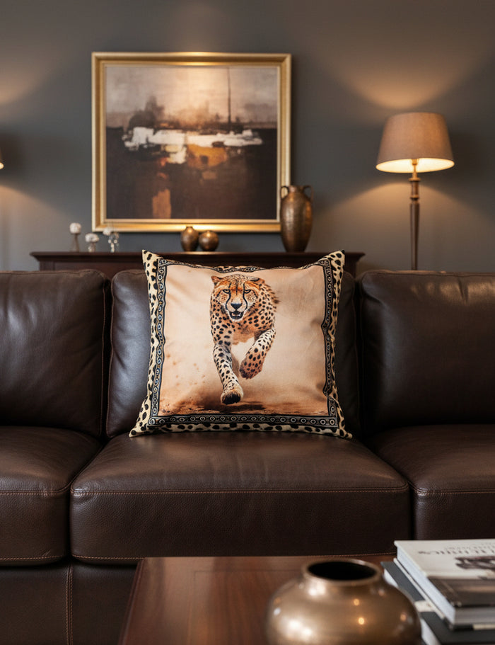 BOSKIND Luxurious African Safari Cushion - Cheetah Hunt