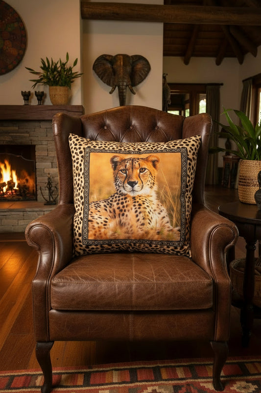 BOSKIND Luxurious African Safari Cushion - Cheetah Queen
