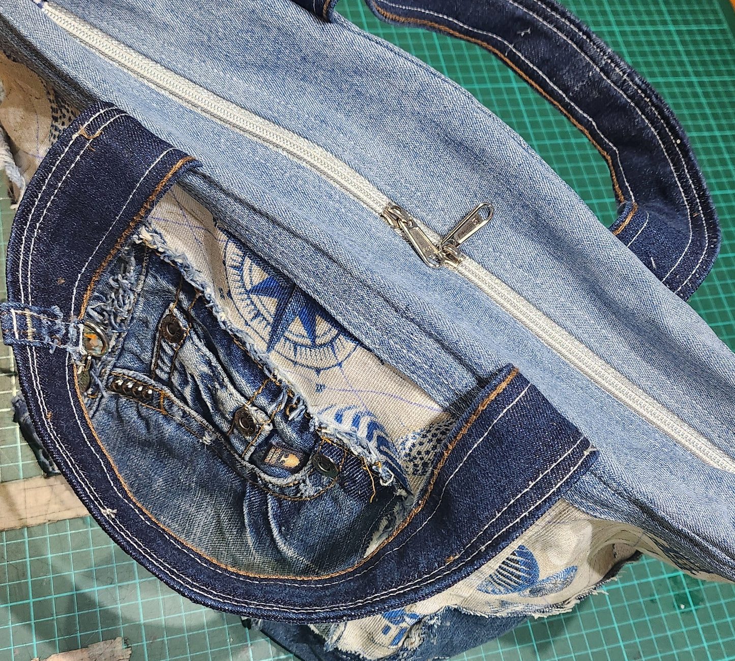 Bespoke Handbag and Beauty Bag -  Mariner's Compass