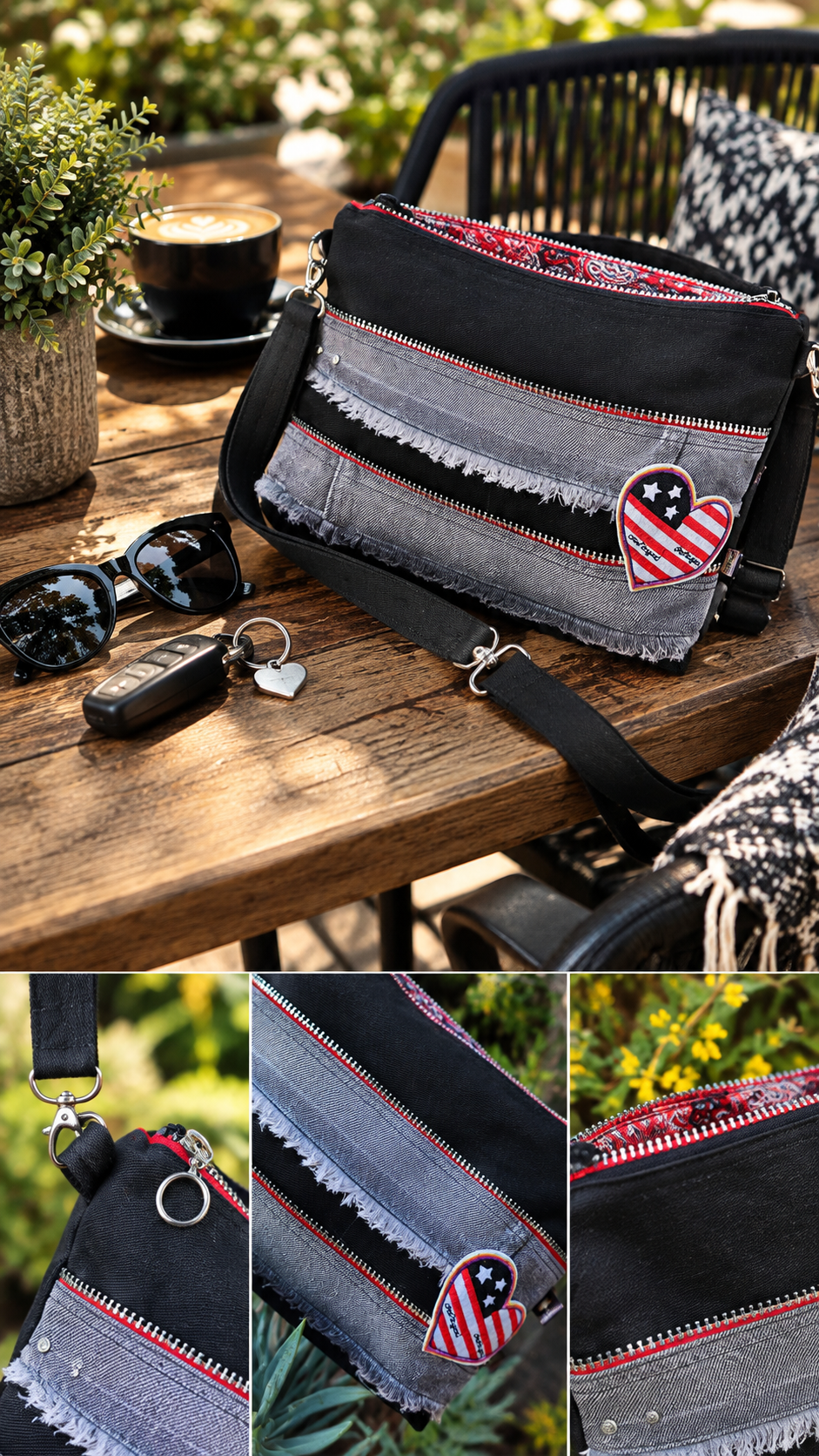 Bespoke Handbag - BOSKIND red and black retro clutch