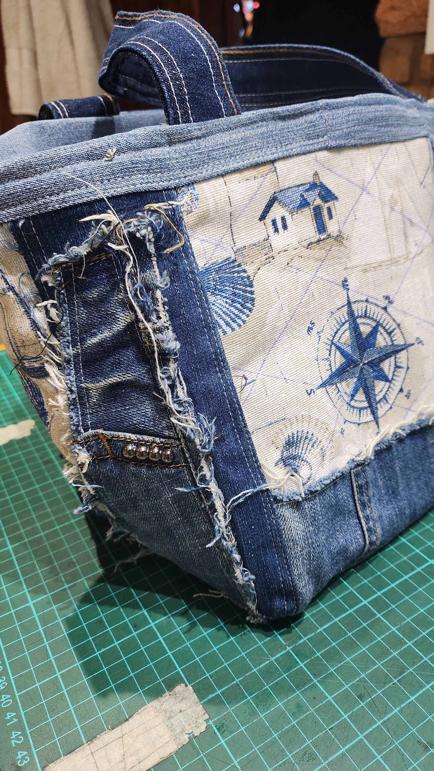 Bespoke Handbag and Beauty Bag -  Mariner's Compass