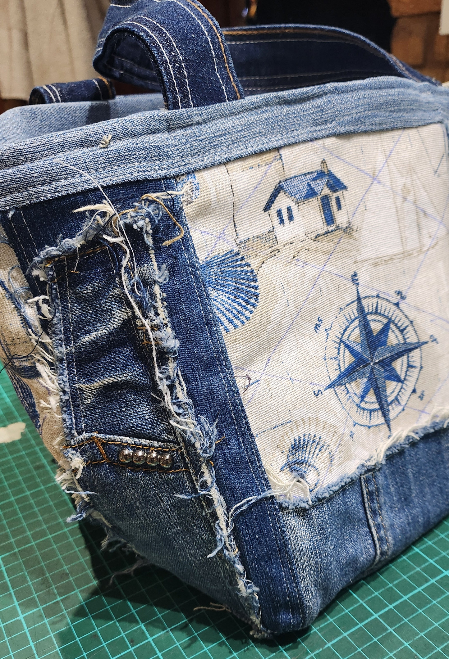 Bespoke Handbag and Beauty Bag -  Mariner's Compass