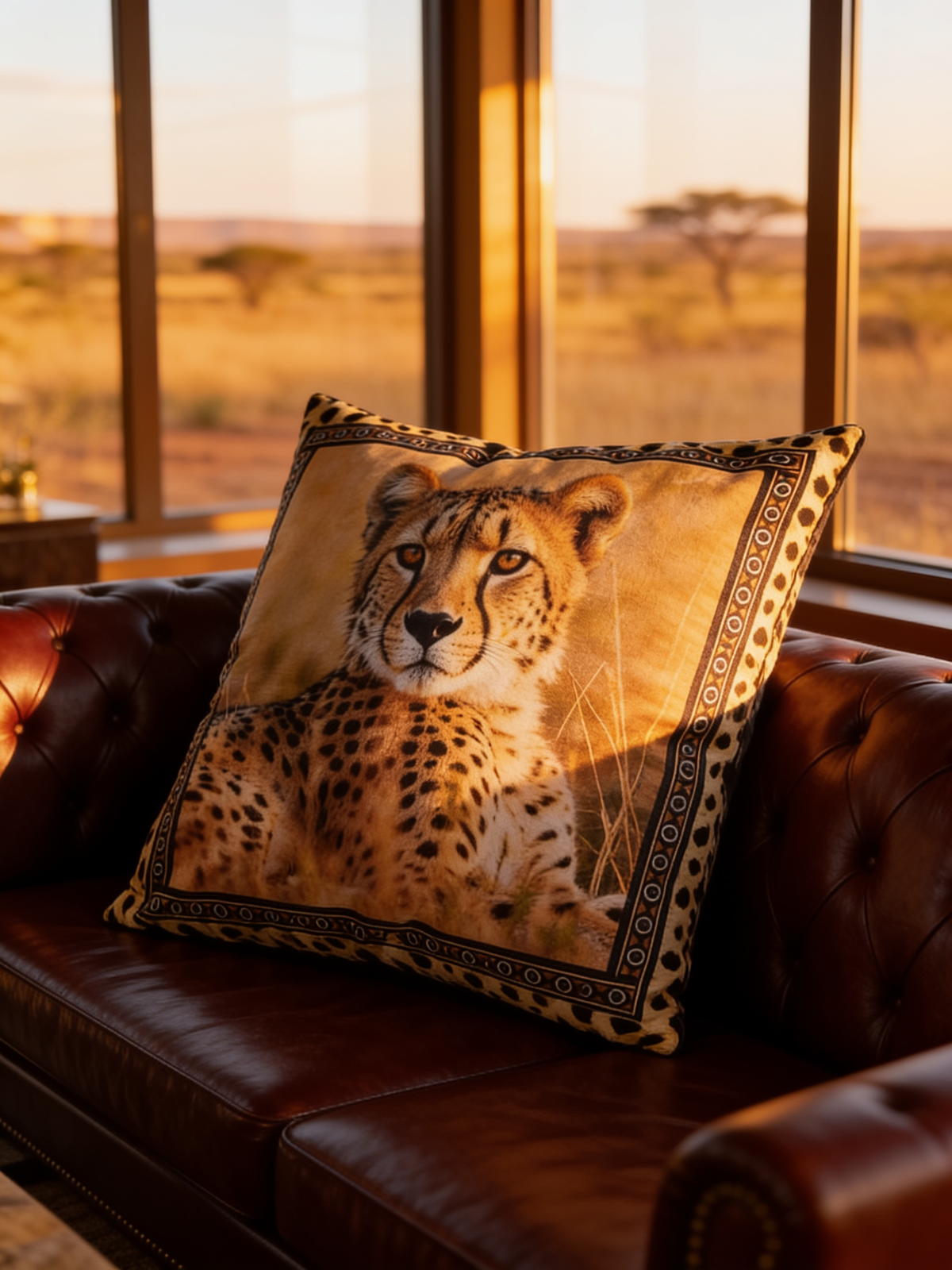 BOSKIND Luxurious African Safari Cushion - Cheetah Queen